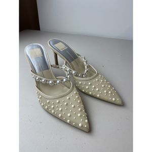 Dolce Vita Cream Pearl Embellished Mules Katnik